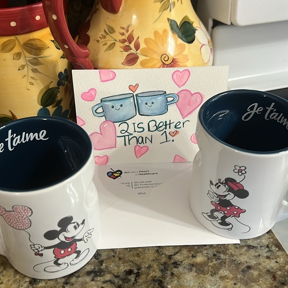 Disney Mickey and Minnie Mouse Heart Handle Mugs - White - Picture 8 of 8
